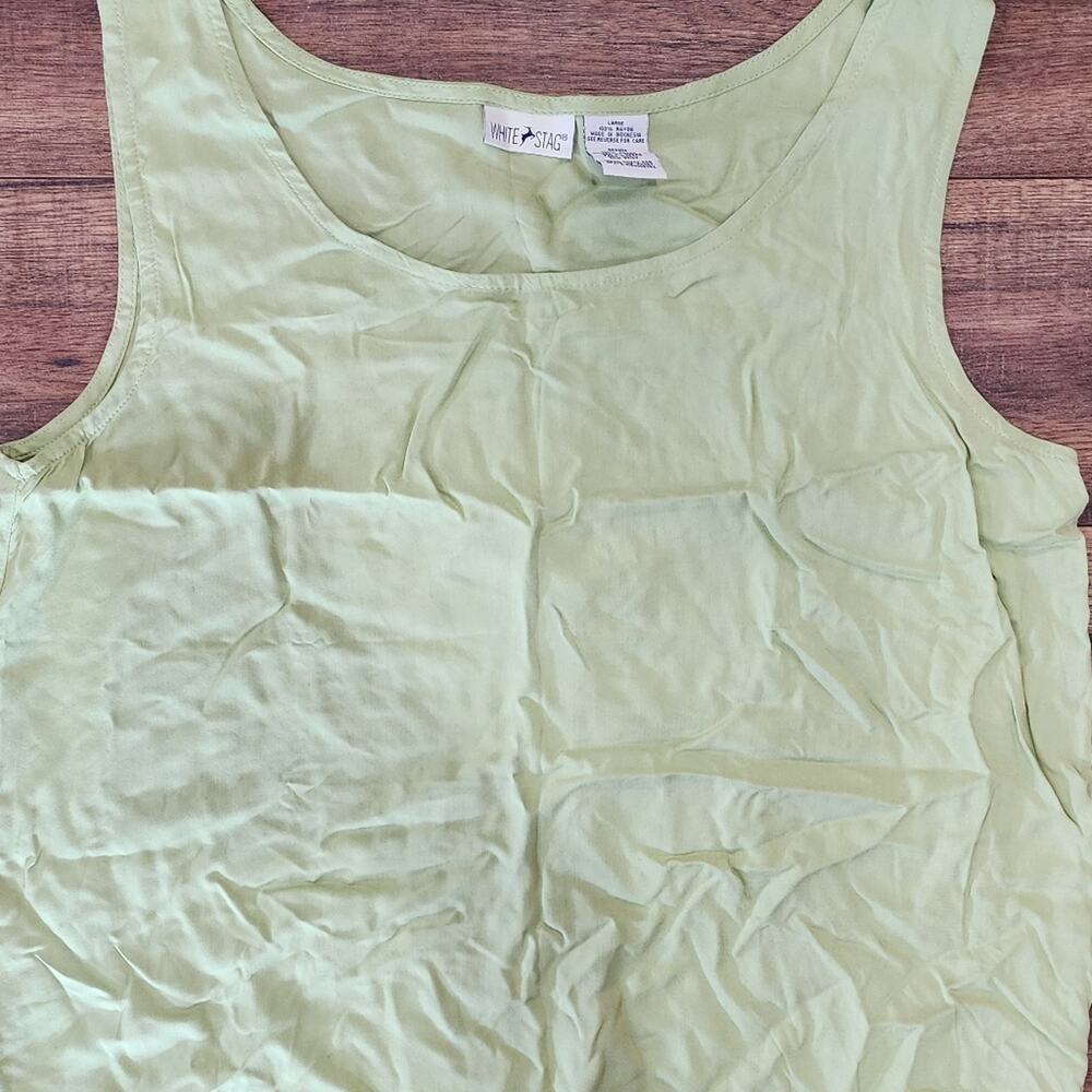 White Stag Women's Vintage Green Sleeveless Scoop Neck Sleeveless Top Large L - Picture 2 of 5